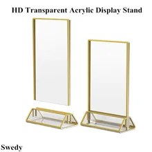 T Shape Double Sided Clear Table Top Acrylic Sign Holder Display Stand Desktop Poster Paper Flyer Document Ad Frames