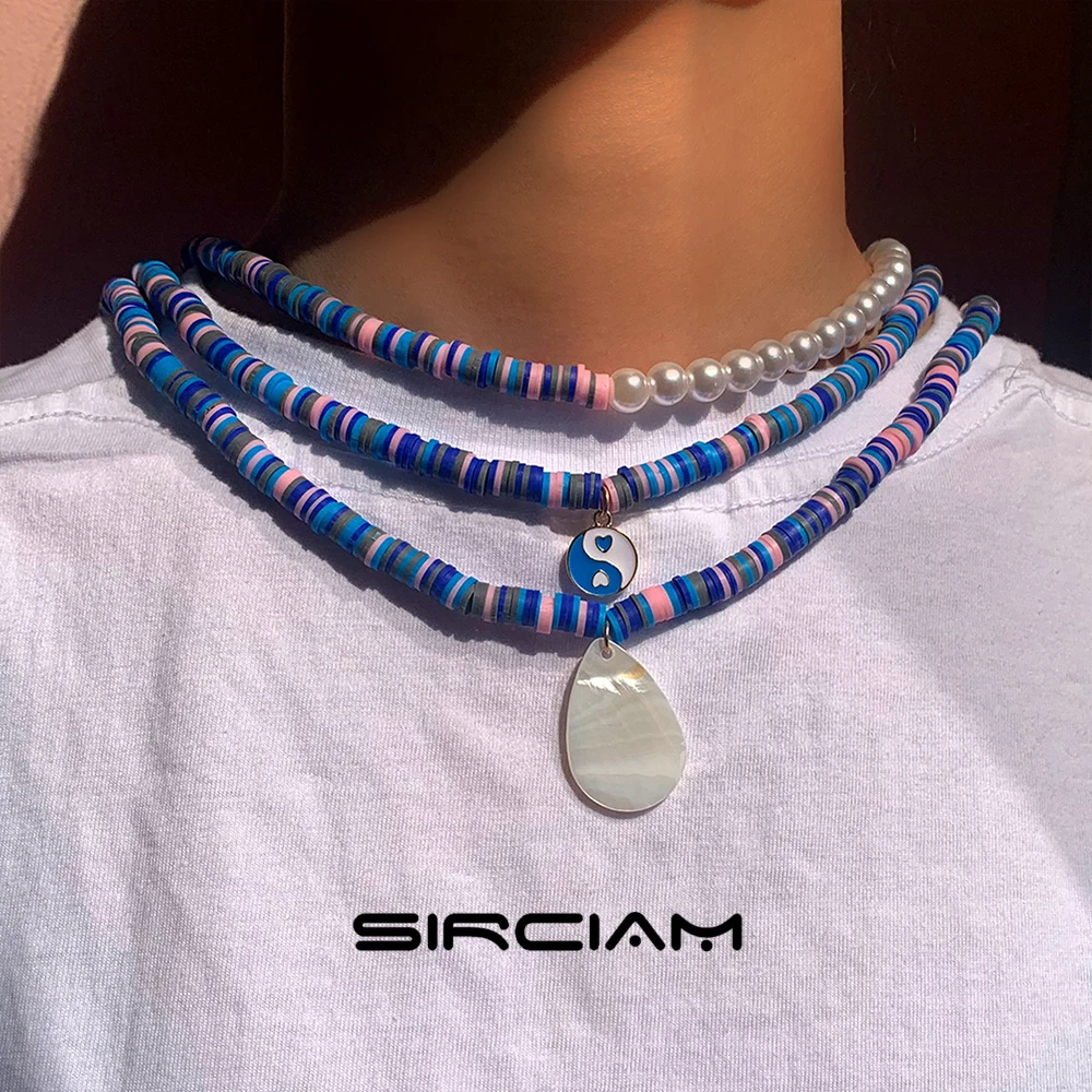Ethnic Blue Shell Yin Yang Soft Pottery Clay Beaded Necklace For Women Asymmetry Pearls Handmade Choker Girls Heart Boho Jewelry
Ethnic Blue Shell Yin Yang Soft Pottery Clay Beaded Necklace For Women Asymmetry Pearls Handmade Choker Girls Heart Boho Jewelry