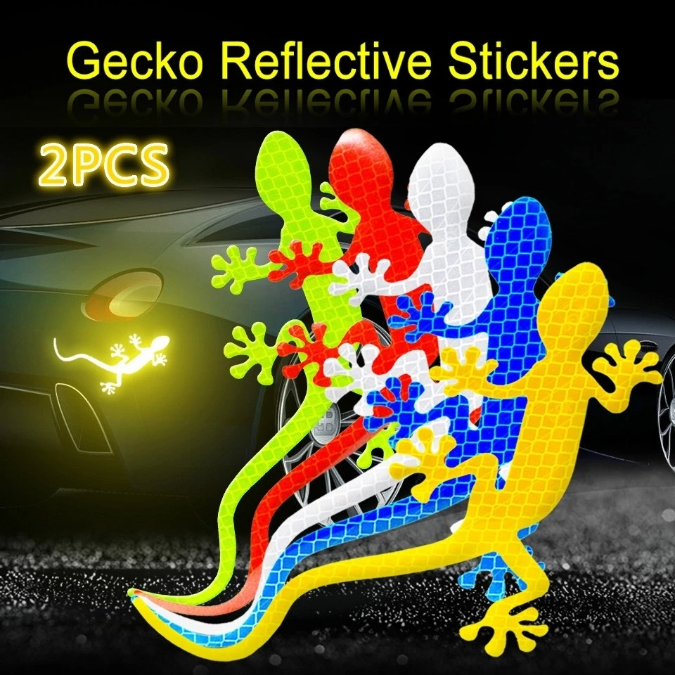 

2Pcs Car Reflective Sticker Safety Warning Mark Tape Auto Exterior Accessories Night Driving Warning Gecko Strip Light Reflector