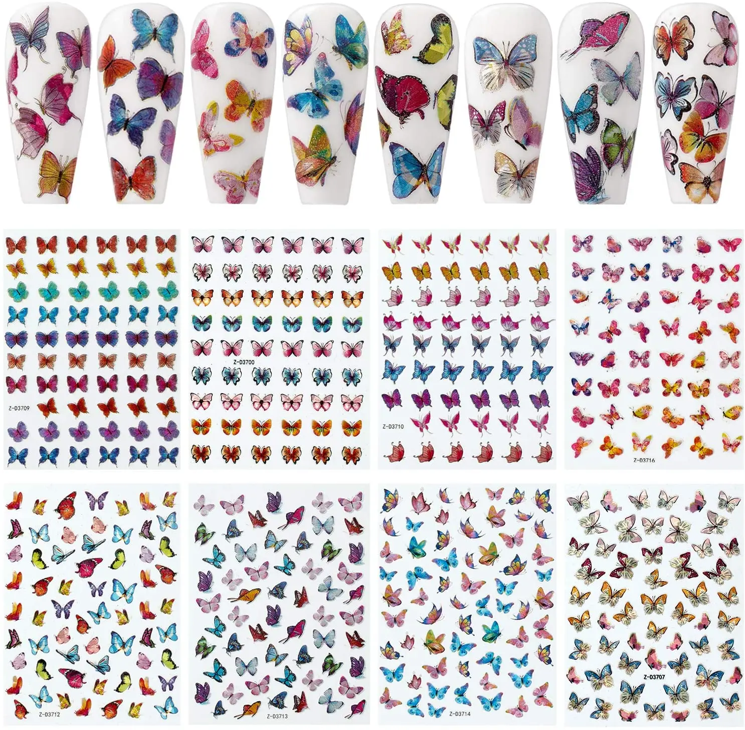 Makartt Nail Art Stickers Mariposa Mayhem Collection 8Pcs 3D Nail Decals Self-Adhesive Butterfly Laser Nail Art Holographic
Makartt Nail Art Stickers Mariposa Mayhem Collection 8Pcs 3D Nail Decals Self-Adhesive Butterfly Laser Nail Art Holographic