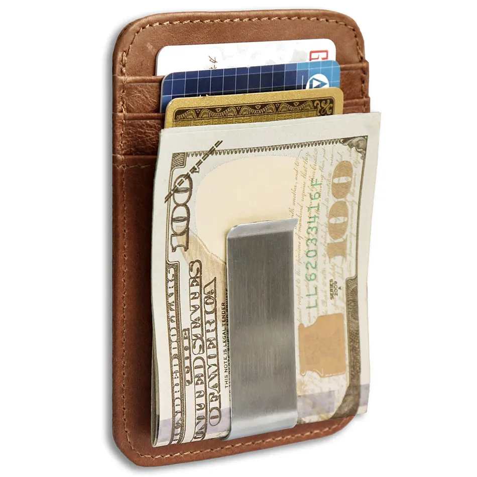 Фото Кошелек для кредитных карт мужской кошелек с зажимом денег из натуральной кожи