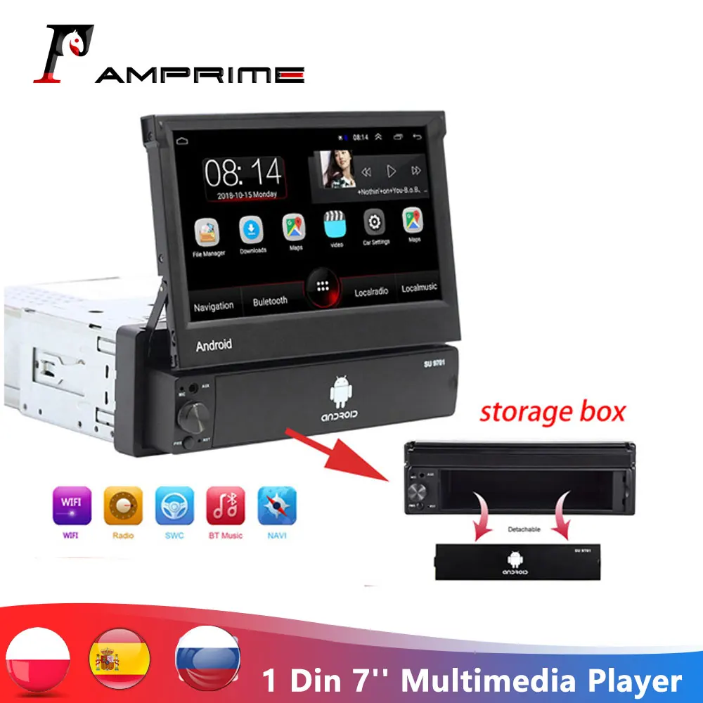 Автомагнитола AMprime 1 Din на Android с сенсорным экраном 7 дюймов автомобильный