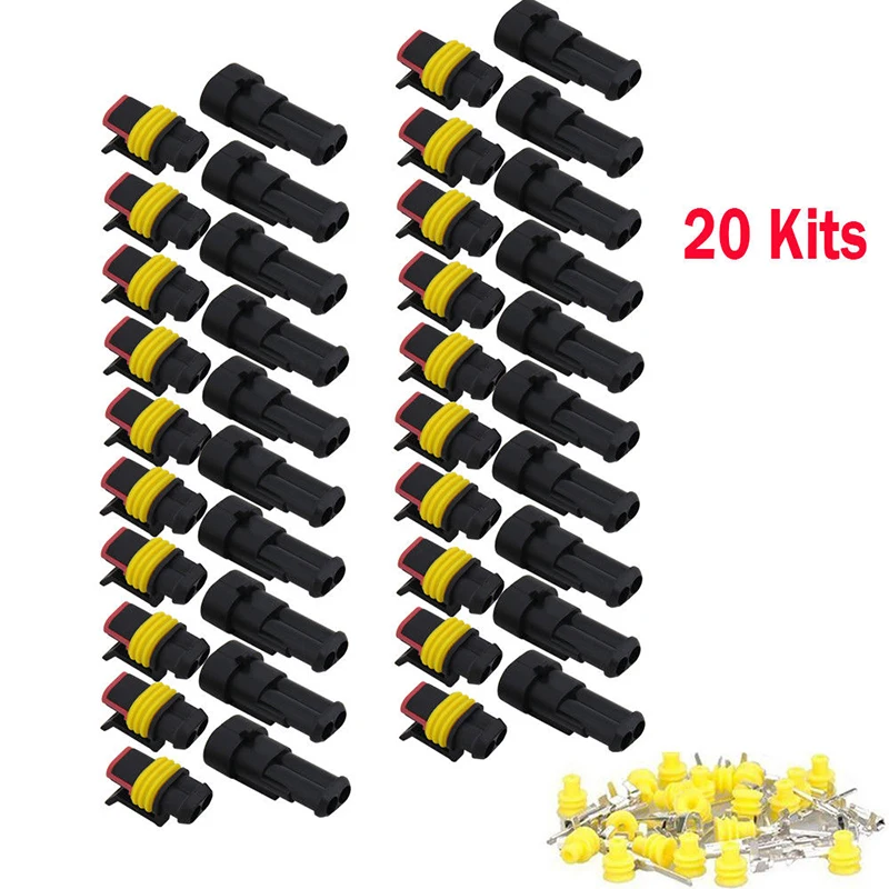20 Set Car 2-Pin Way Sealed Waterproof Electrical Wire Auto Connector Plug 2 Way/Pin Sealed Waterproof Connectors Kit
20 Set Car 2-Pin Way Sealed Waterproof Electrical Wire Auto Connector Plug 2 Way/Pin Sealed Waterproof Connectors Kit
