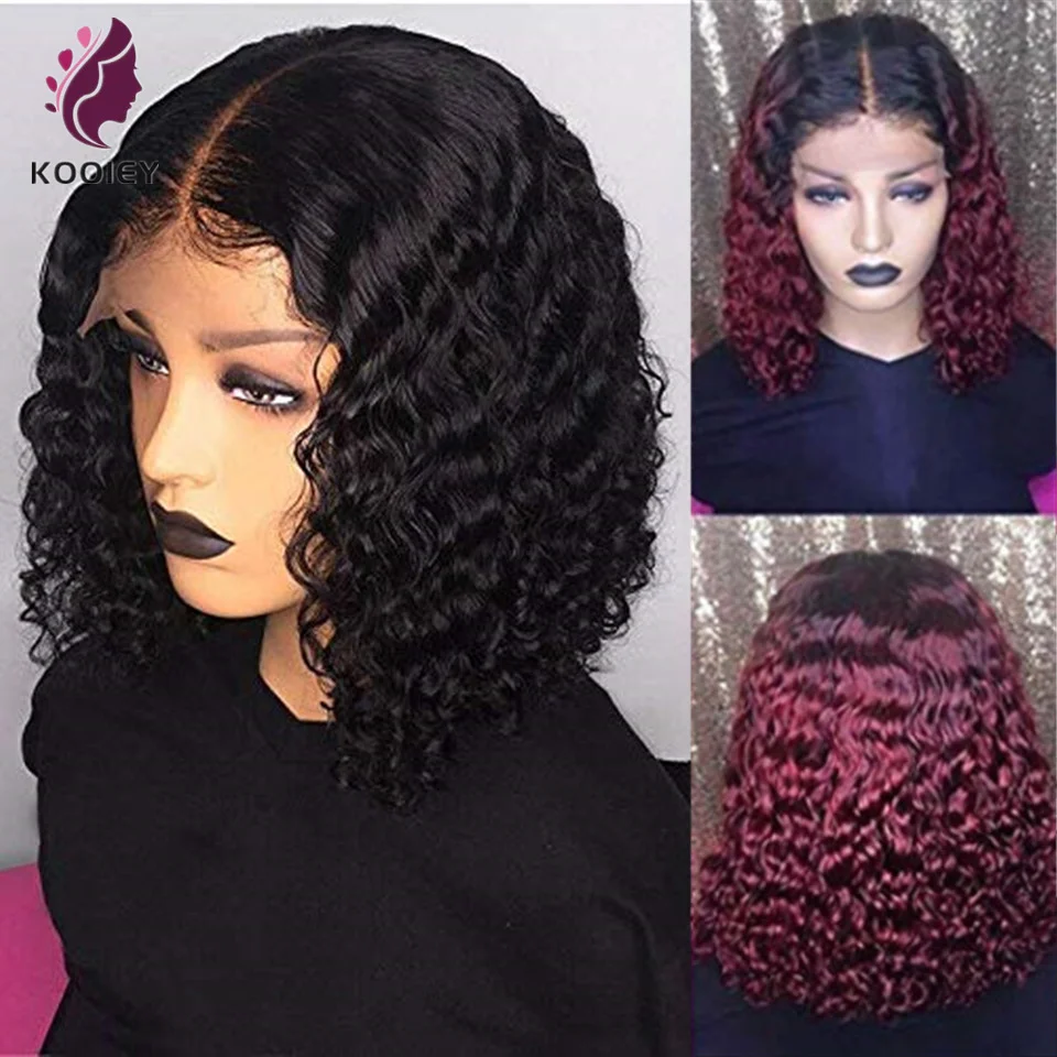 

13x4 Glueless Deep Wave Burgundy Lace Front Wigs 1B 99J Bob Wigs Ombre Wine Red Short Bob Lace Closure Wig Brazilian Pre Plucked