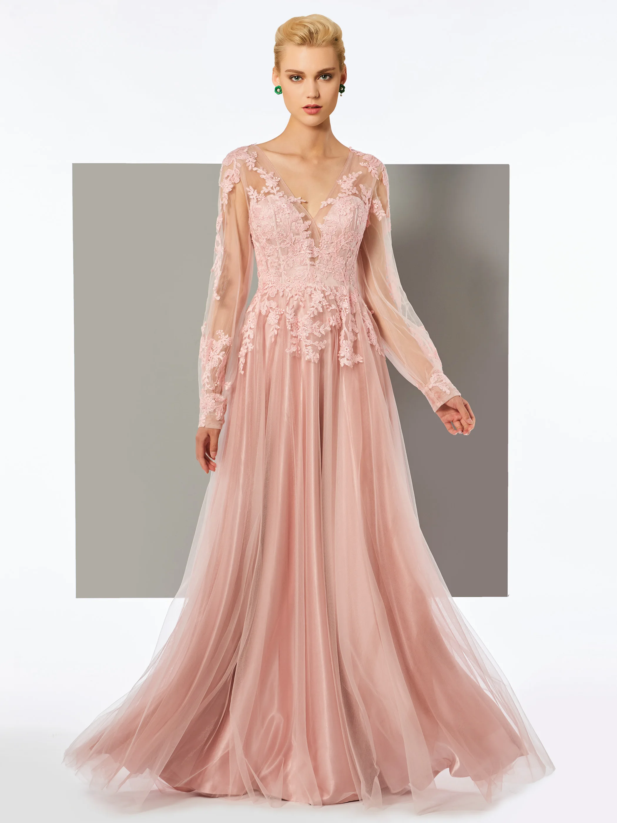 Tanpell Charming A-Line Appliques Evening Dress Tulle V Neck Long Sleeve Zipper-Up Floor-Length Women Party Custom Evening Dress
Tanpell Charming A-Line Appliques Evening Dress Tulle V Neck Long Sleeve Zipper-Up Floor-Length Women Party Custom Evening Dress
