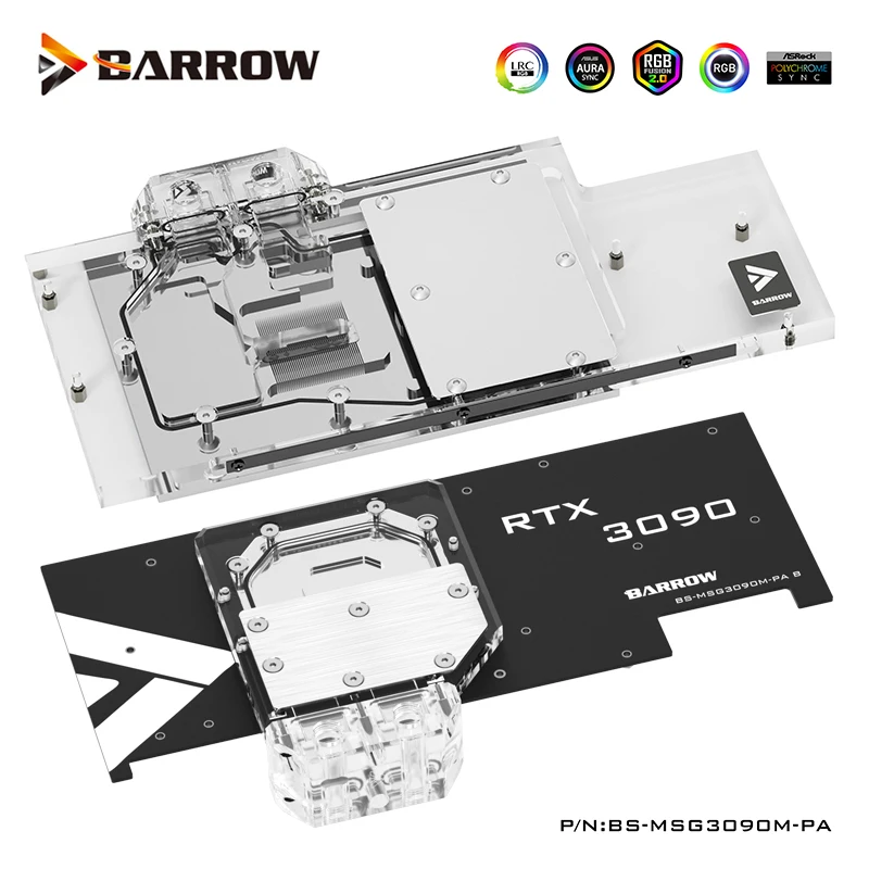 Водяной блок Barrow GPU для MSI 3090 3080 RTX GAMING X TRIO 10G Cooler 5 в светильник поддержка
