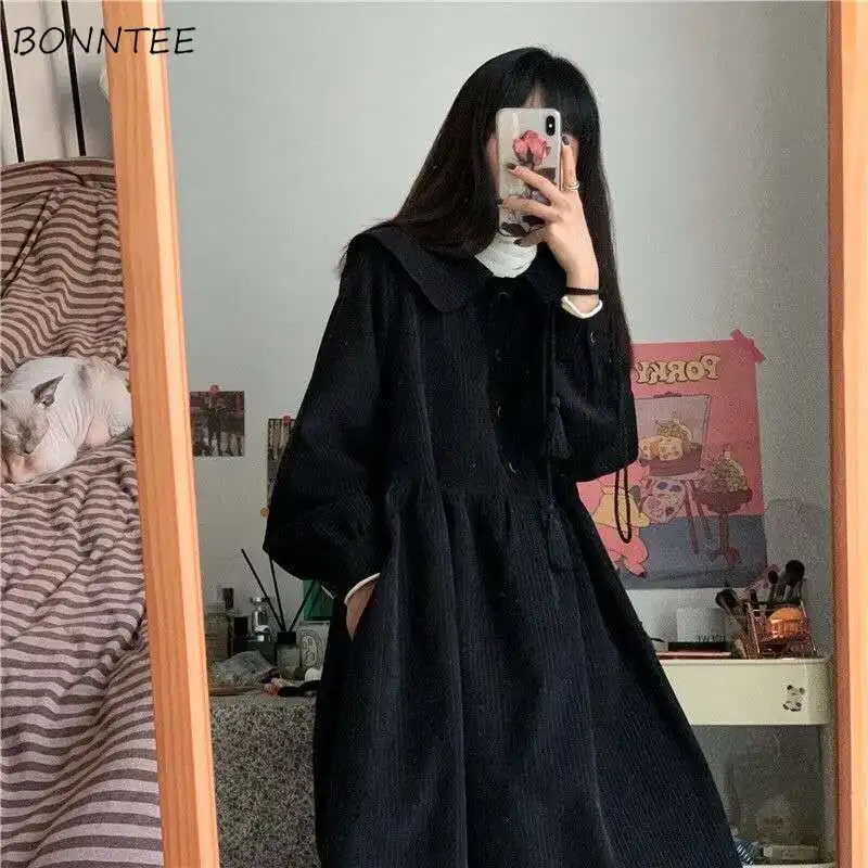Long Sleeve Dress Women Vestido Mujer 2020 Preppy Style All-match Solid Lovely Button Midi Turn-down Collar Charm Empire Tender
Long Sleeve Dress Women Vestido Mujer 2020 Preppy Style All-match Solid Lovely Button Midi Turn-down Collar Charm Empire Tender