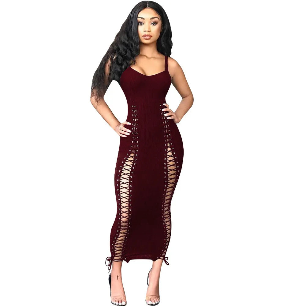 2021 hot sale women's eyelet stitching tight-fitting suspender sexy dress dresses women 
2021 hot sale women's eyelet stitching tight-fitting suspender sexy dress dresses women