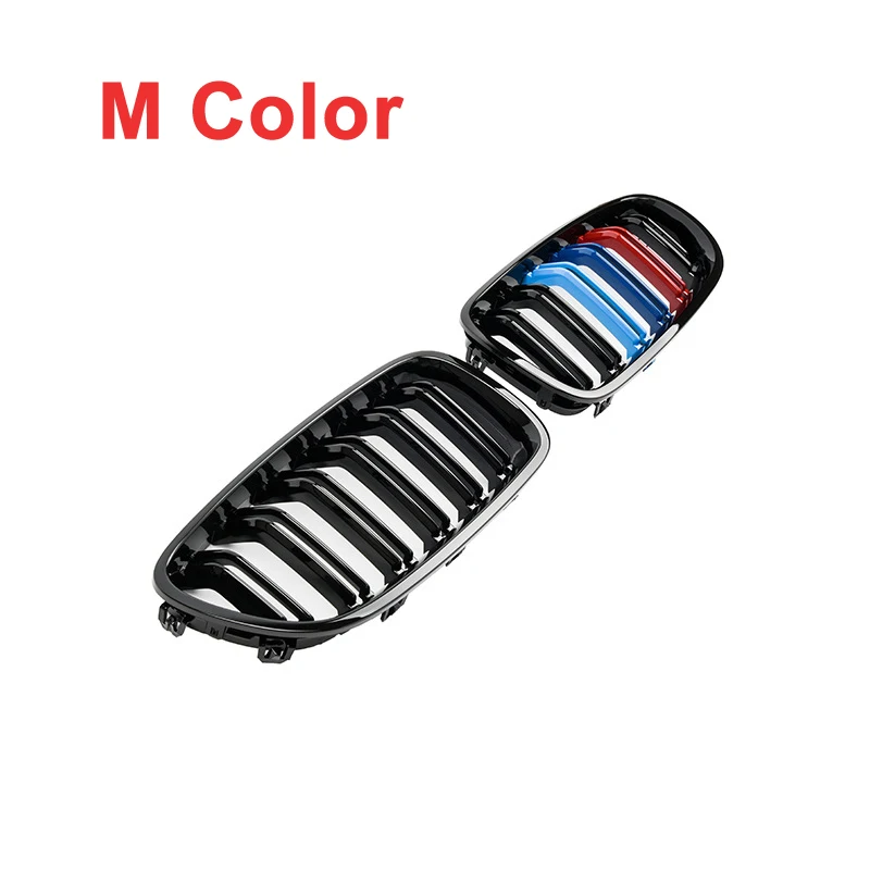 

A Pair Racing Grills Dual Slat Style Front Kidney Grill Grille For BMW F10 F11 F18 520i 525i 530i 535i 2010-2017 Car Styling