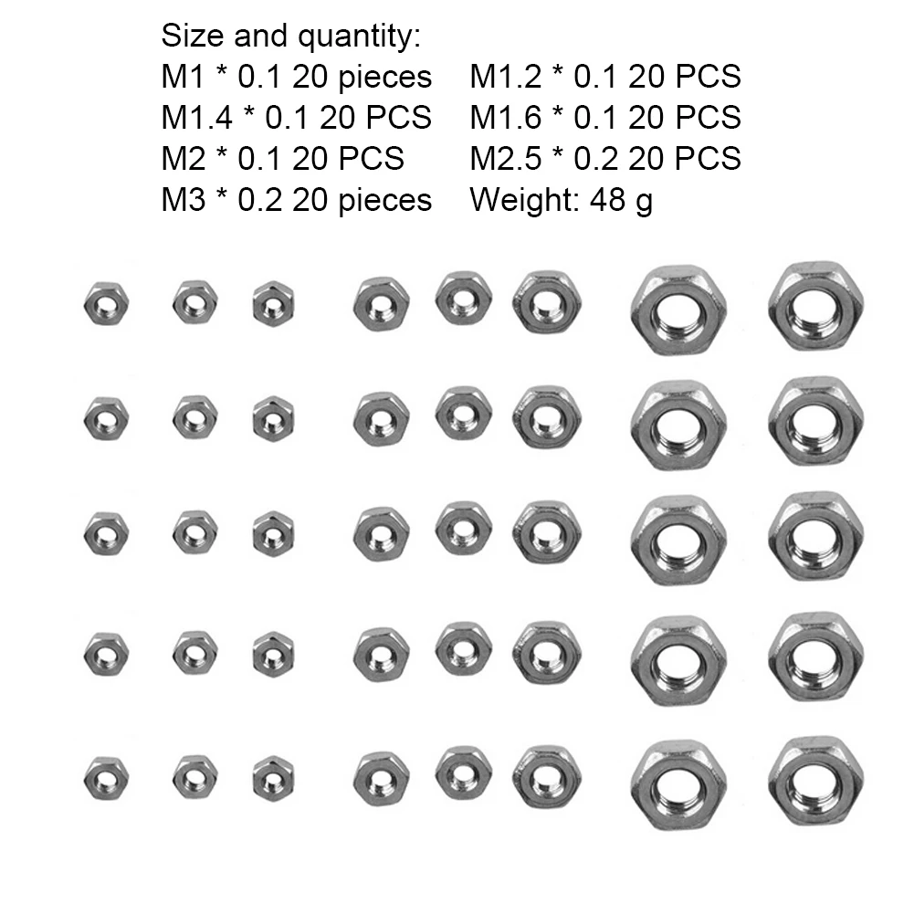 M1 M1.2 M1.4 M1.6 M2 M2.5 M3 Hex Lock Nuts Stainless Steel Self-locking Nylock Nut Locknut Hardware Assortment 140PCS
M1 M1.2 M1.4 M1.6 M2 M2.5 M3 Hex Lock Nuts Stainless Steel Self-locking Nylock Nut Locknut Hardware Assortment 140PCS
