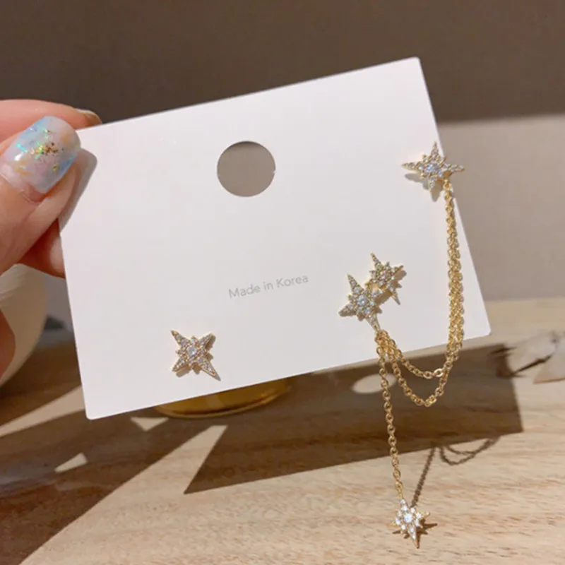 Fashion Korean Octagonal star Tassel Earring for Women Ear Cuffs Cool Jewelry Chain Vintage Crystal Earings Birthday Party Gift
Fashion Korean Octagonal star Tassel Earring for Women Ear Cuffs Cool Jewelry Chain Vintage Crystal Earings Birthday Party Gift