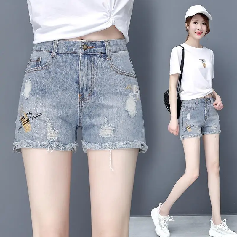 Holed denim shorts women's fashion ins2021 summer new high waist thin wide leg thin A-line hot pants
Holed denim shorts women's fashion ins2021 summer new high waist thin wide leg thin A-line hot pants