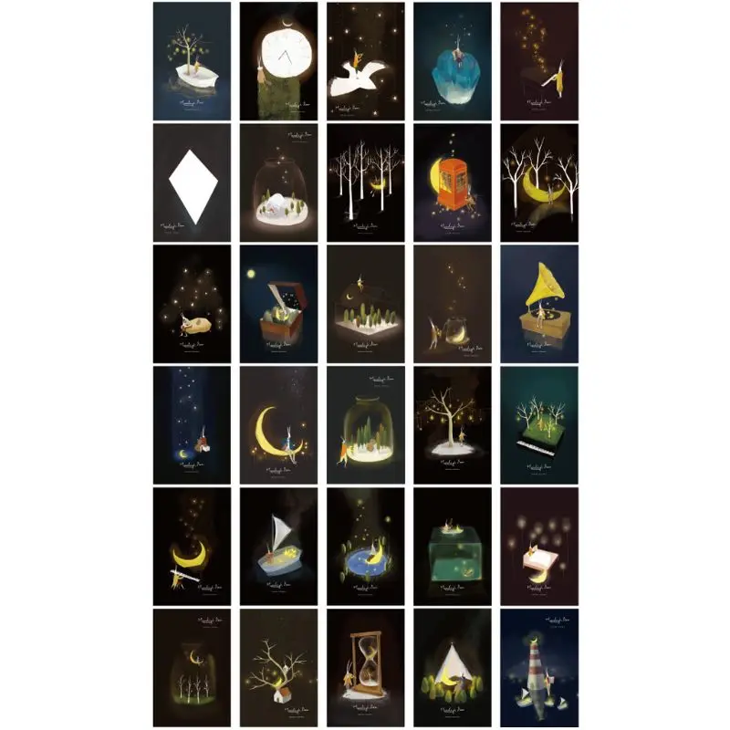 30pcs Vintage Luminous Postcard Glow In The Dark Moon Light Greeting Post Card Novelty Xmas Greeting Cards Gift 
30pcs Vintage Luminous Postcard Glow In The Dark Moon Light Greeting Post Card Novelty Xmas Greeting Cards Gift