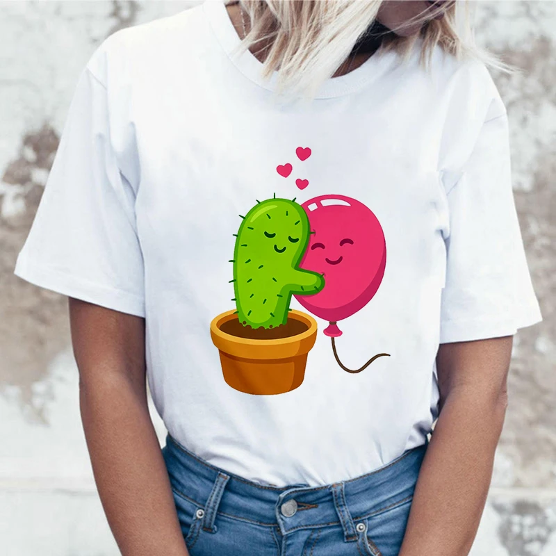Fashion Harajuku Short Sleeve T-shirt White Plus Size Personality Tshirt Female Tops Cactus Balloon Print Women T Shirt
Fashion Harajuku Short Sleeve T-shirt White Plus Size Personality Tshirt Female Tops Cactus Balloon Print Women T Shirt