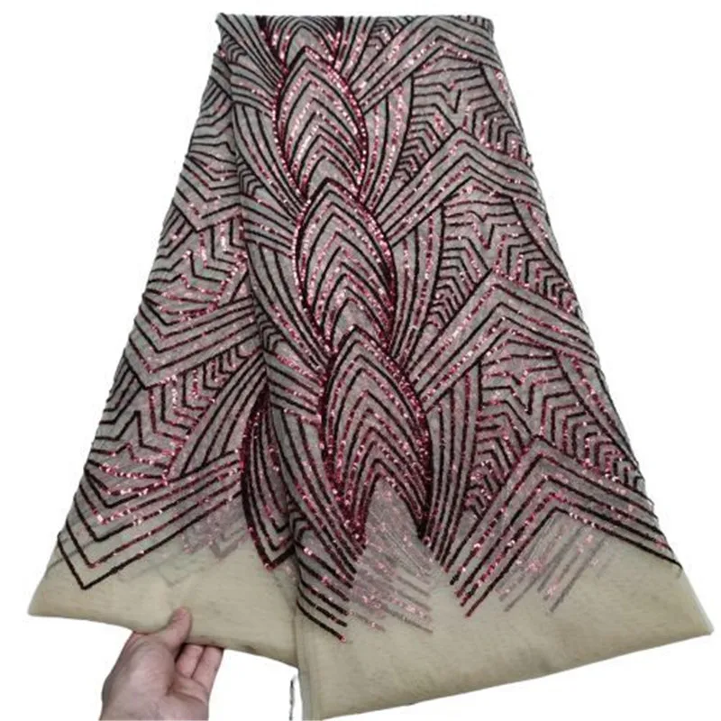 

Африканская кружевная ткань с блестками 2022 красная Высококачественная нигерийская французская Тюлевая кружевная ткань с блестками сетка для свадебного шитья