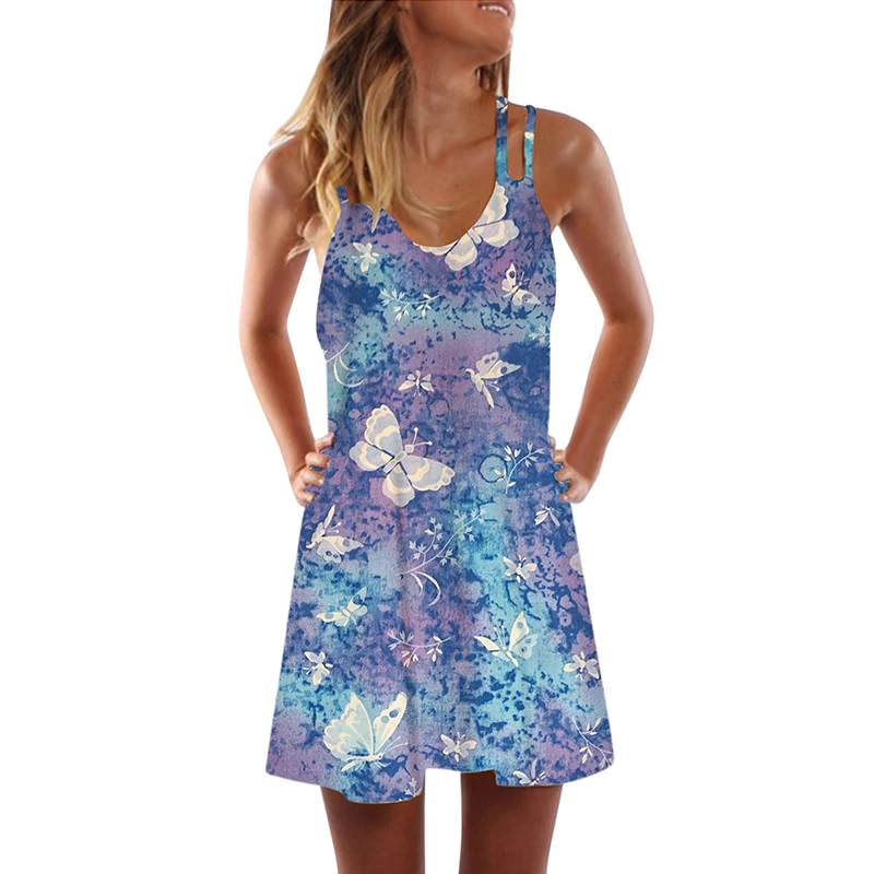 Women's Sexy V Neck Short Skirt Casual Loose Plus Size Clothing Summer New Butterfly Print Suspender Dress
Women's Sexy V Neck Short Skirt Casual Loose Plus Size Clothing Summer New Butterfly Print Suspender Dress