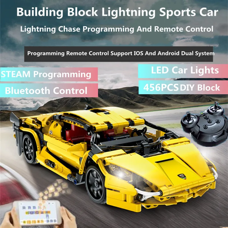 Steam Programming RC Sports Car 456PCS DIY Assembling Building Block Lightning Bluetooth Control Radio Controlled Truck Toy Gift
Steam Programming RC Sports Car 456PCS DIY Assembling Building Block Lightning Bluetooth Control Radio Controlled Truck Toy Gift