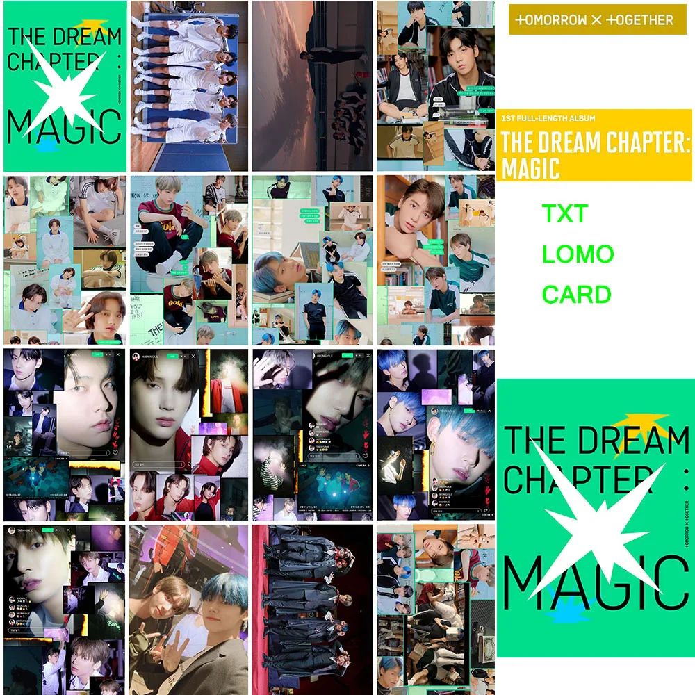 16 шт./компл. Kpop TXT Фотокарточка новый альбом мечта глава волшебный постер lomo карта