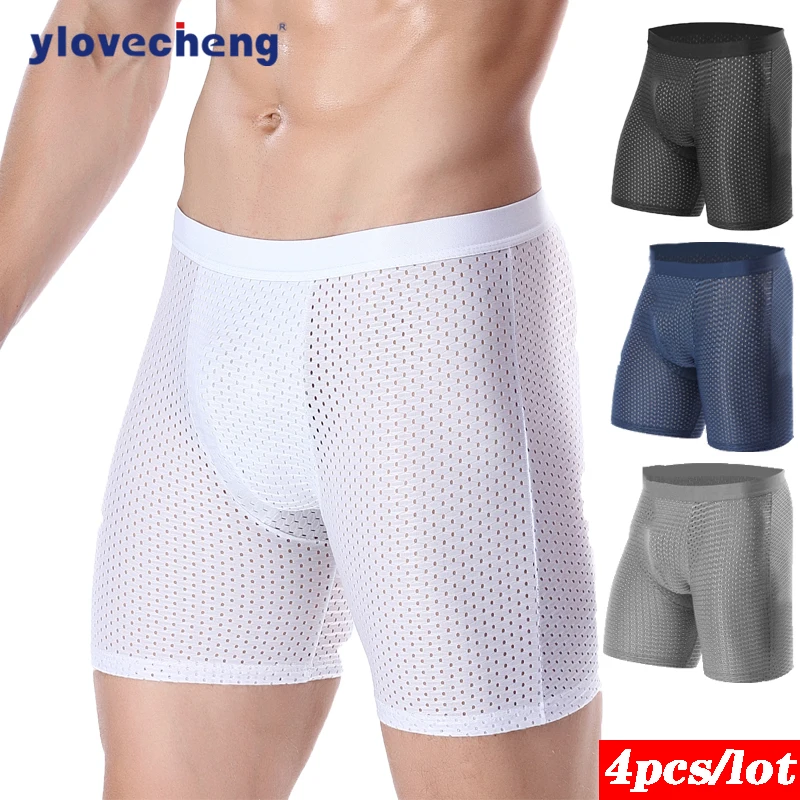 4Pcs/lot Men's sports pants long ice mesh sexy underwear comfortable and breathable good quality men's Boxers
4Pcs/lot Men's sports pants long ice mesh sexy underwear comfortable and breathable good quality men's Boxers