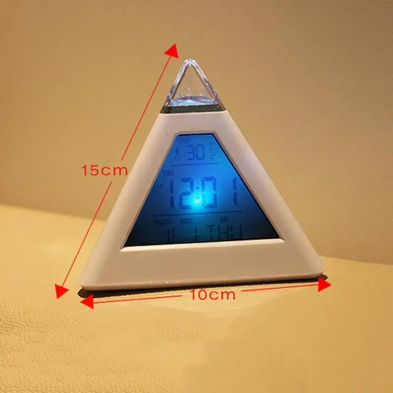 New Fashion color changeable alarm clock Pyramid Temperature with LED Backlight Alarm Colors date LED clock Change 7 F0N3
New Fashion color changeable alarm clock Pyramid Temperature with LED Backlight Alarm Colors date LED clock Change 7 F0N3