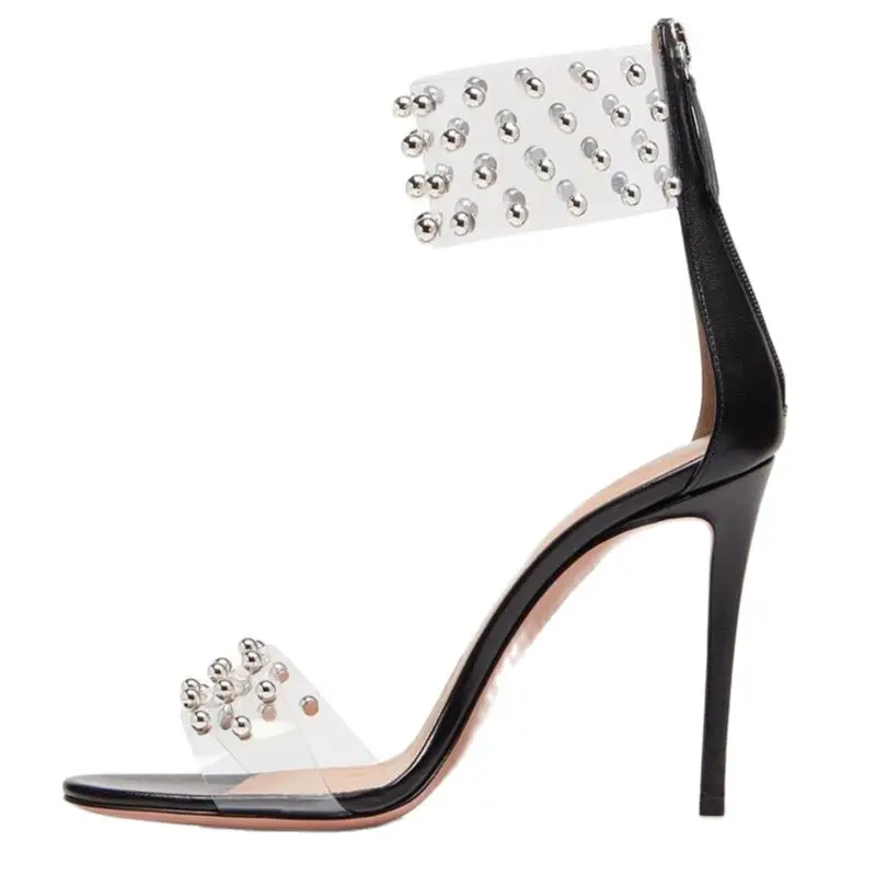 Hottest PCV Rivet Sandals Open Toe Sexy Thin High Heel Cover Heel Fashion Simple Summer Women Shoes Normal Size Office And Party
Hottest PCV Rivet Sandals Open Toe Sexy Thin High Heel Cover Heel Fashion Simple Summer Women Shoes Normal Size Office And Party