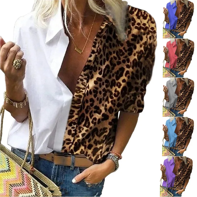 2021 Women's Summer T shirt V Neck Sexy Leopard Print Contrast Female Long Sleeve Tees Casual Loose Ladies Plus Size Tops Blouse
2021 Women's Summer T shirt V Neck Sexy Leopard Print Contrast Female Long Sleeve Tees Casual Loose Ladies Plus Size Tops Blouse