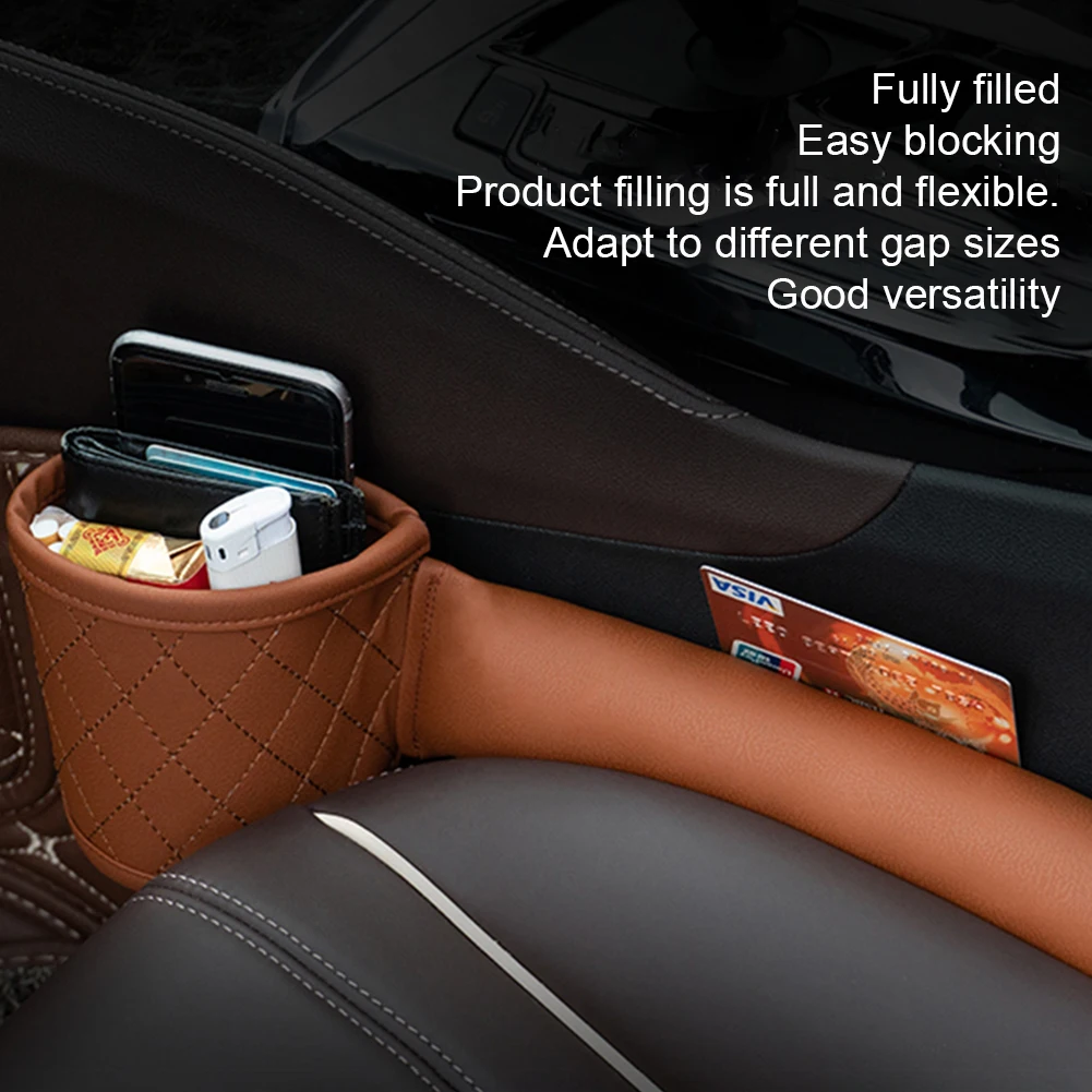 

Leather Car Seat Gap Filler Pockets Multifuntion Auto Seats Leak Stop Pad Soft Padding Phone Cards Holder Storage Organizers