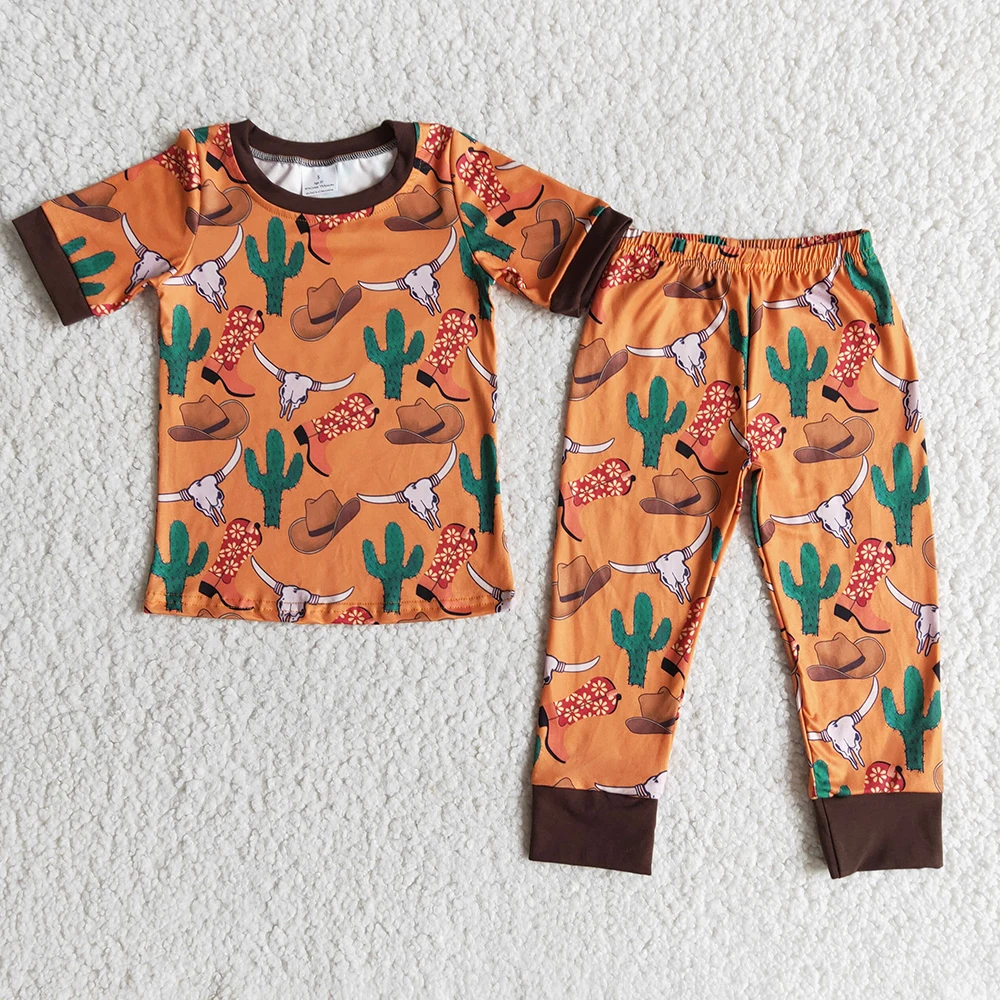 Boy Brown O-Neck Short Sleeve Pajamas Suit New Arrivals Kids Cactus And Cow Pattern Outfit For Spring
Boy Brown O-Neck Short Sleeve Pajamas Suit New Arrivals Kids Cactus And Cow Pattern Outfit For Spring