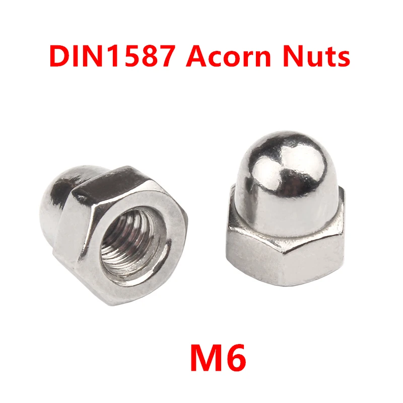 

200pcs M6 Hex Hexagon Acorn Nut Cap Decorative Cover Semicircle Dome Nuts A2-70/ 304 Stainless Steel