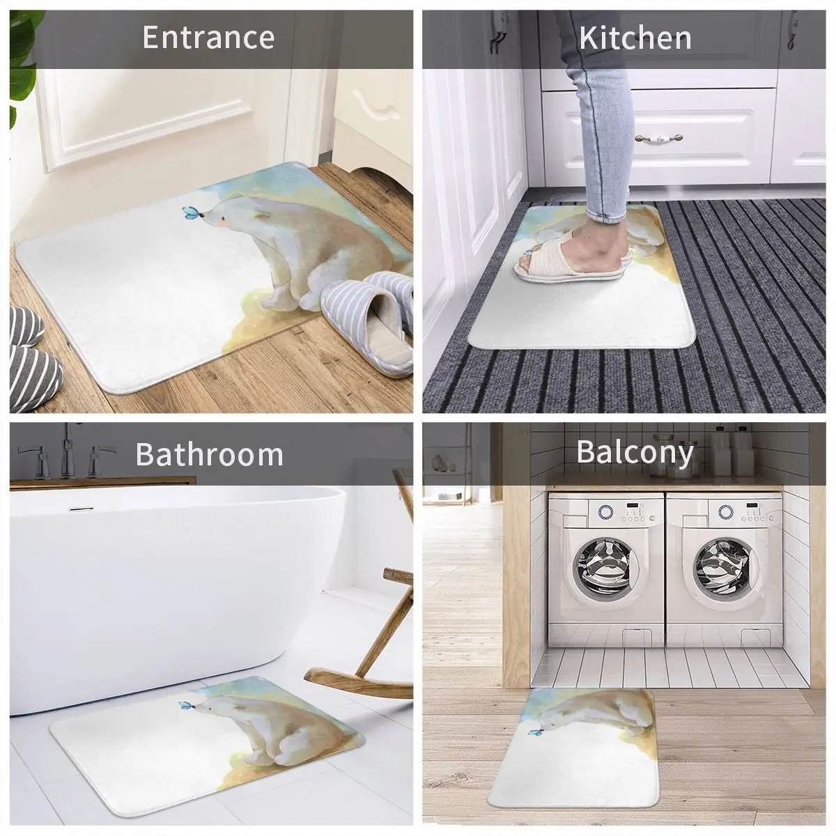 Детский коврик для ванной из полиэстера с изображением медведя 
Детский коврик для ванной из полиэстера с изображением медведя