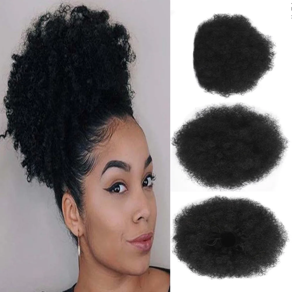

8 дюймов короткий Омбре афро пуф синтетические волосы пучок кулиска хвост шиньон для женщин кудрявые зажимы для наращивания волос