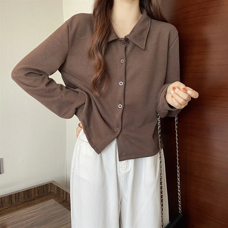 Polo Collar Sweater Women's Winter Korean Chao New White Short Man Long Sleeved Cardigan 
Polo Collar Sweater Women's Winter Korean Chao New White Short Man Long Sleeved Cardigan