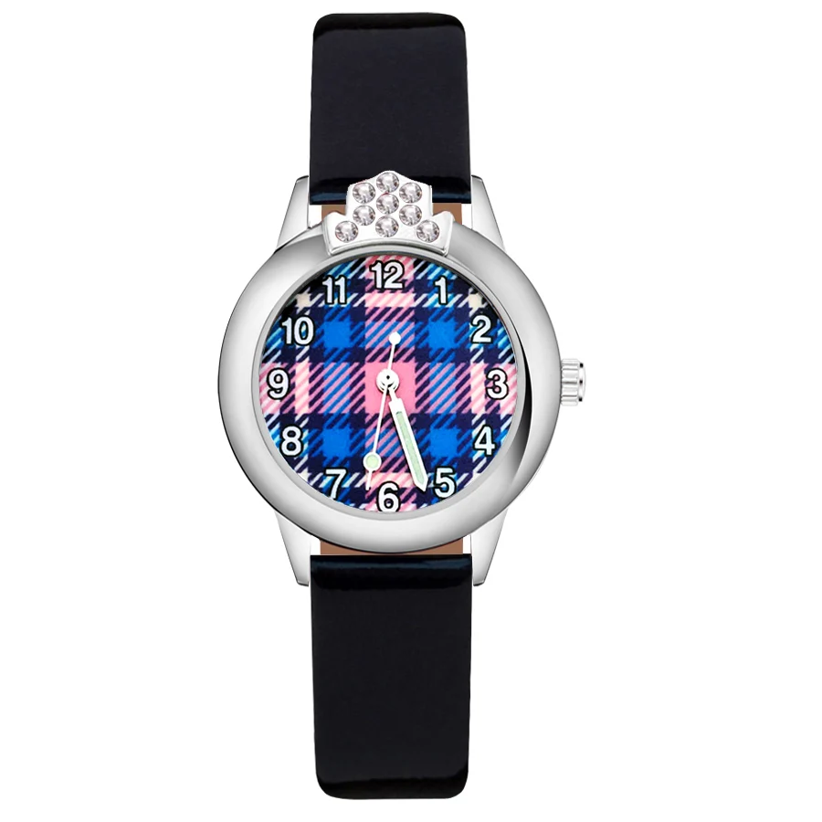 С милым рисунком в клетку с украшением в виде кристаллов; Стильная Детская часы для детей, для девушек-студенток; Кварцевые часы с кожаным ре... 
С милым рисунком в клетку с украшением в виде кристаллов; Стильная Детская часы для детей, для девушек-студенток; Кварцевые часы с кожаным ре...