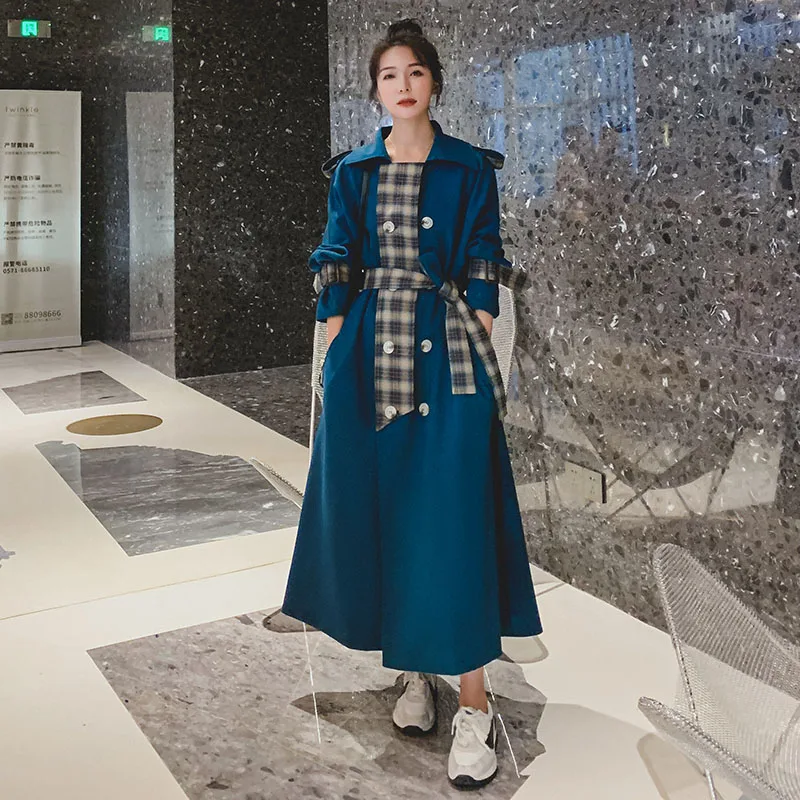 Trench Coat Female Spring Autumn Jacket Plaid Stitching Contrast Color New Women's Windbreaker Long Big Size Loose Ladies Cloak
Trench Coat Female Spring Autumn Jacket Plaid Stitching Contrast Color New Women's Windbreaker Long Big Size Loose Ladies Cloak