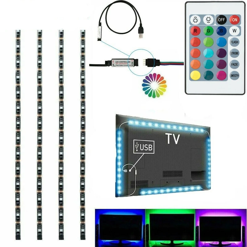 1-4Pcs USB Powered RGB 5050 LED Strip Lighting for TV Computer Background Light
1-4Pcs USB Powered RGB 5050 LED Strip Lighting for TV Computer Background Light