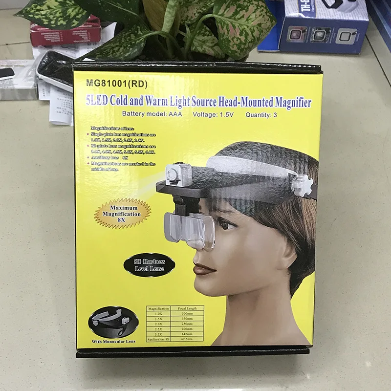 Head-mounted Magnifying Glass with 5LED Lights Multiple Combinations of Magnifications Reading Newspapers for The Elderly
Head-mounted Magnifying Glass with 5LED Lights Multiple Combinations of Magnifications Reading Newspapers for The Elderly