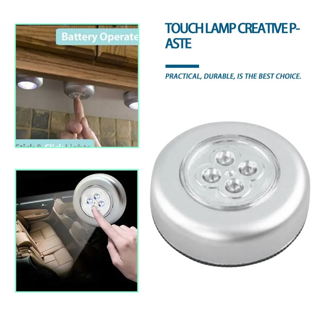 4 LED Touch Control Night Light Paste Round Lamp Under Cabinet Closet Push Stick On Lamp Home Kitchen Bedroom Automobile Use
4 LED Touch Control Night Light Paste Round Lamp Under Cabinet Closet Push Stick On Lamp Home Kitchen Bedroom Automobile Use