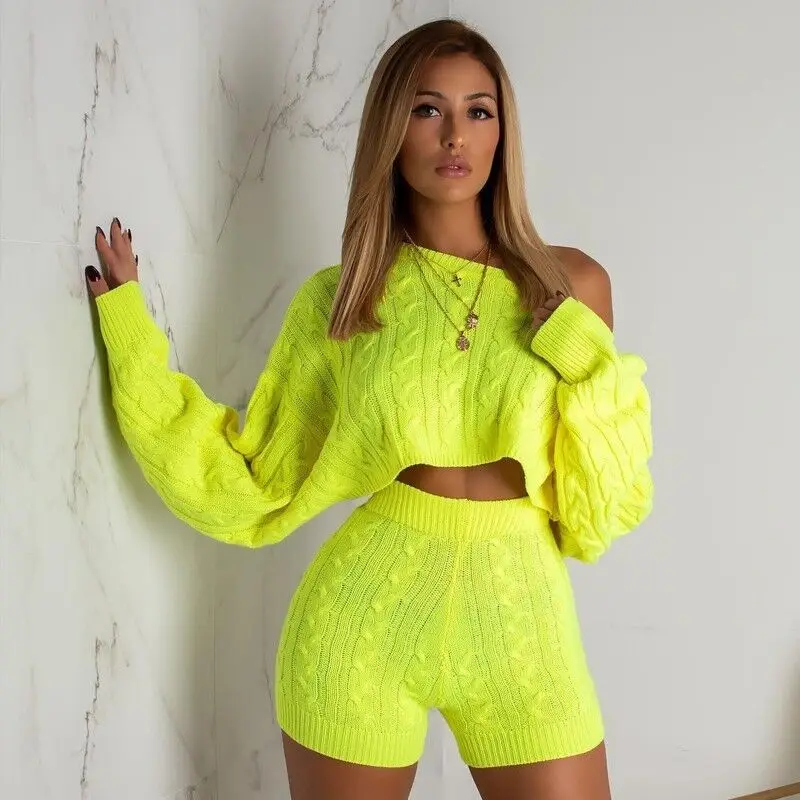 Fashion Trend Pyjama Women Sleepwear 2 Two Pieces Long-sleeved Shorts Knitted Sweater Suit Homewear Women's Pajamas Sets
Fashion Trend Pyjama Women Sleepwear 2 Two Pieces Long-sleeved Shorts Knitted Sweater Suit Homewear Women's Pajamas Sets