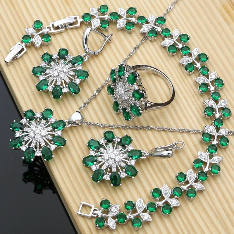 Elegant Women 925 Sterling Silver Jewelry Sets Green Zircon Wedding Party Plant Jewelry Kits Earrings Bracelet Dropshipping Gift 
Elegant Women 925 Sterling Silver Jewelry Sets Green Zircon Wedding Party Plant Jewelry Kits Earrings Bracelet Dropshipping Gift