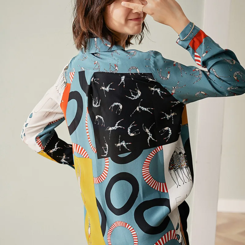 New Color matching silk blouse female loose long sleeved shirt long mulberry silk shirt
New Color matching silk blouse female loose long sleeved shirt long mulberry silk shirt