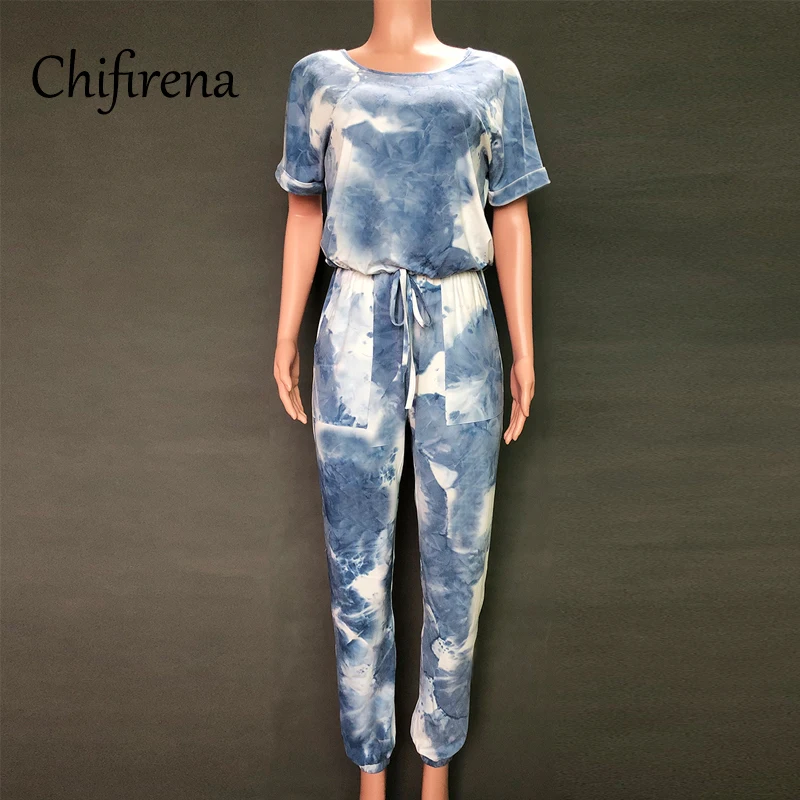 Chifirena Casual Tie Dye Jumpsuit Women Lace Up Loose Long Playsuit Pocket Sleepwear Female Short Sleeve Homewear Rompers Woman
Chifirena Casual Tie Dye Jumpsuit Women Lace Up Loose Long Playsuit Pocket Sleepwear Female Short Sleeve Homewear Rompers Woman