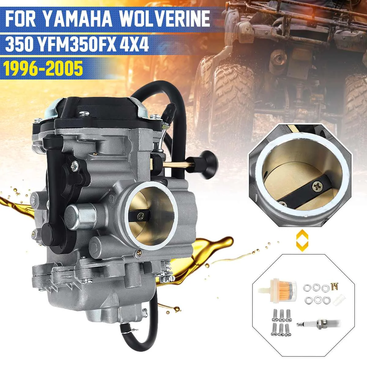 34mm Motorcycle Carburetor Carb w/Fuel Filter Kit For Yamaha Wolverine 350 YFM350FX 4X4 1996-2005
34mm Motorcycle Carburetor Carb w/Fuel Filter Kit For Yamaha Wolverine 350 YFM350FX 4X4 1996-2005