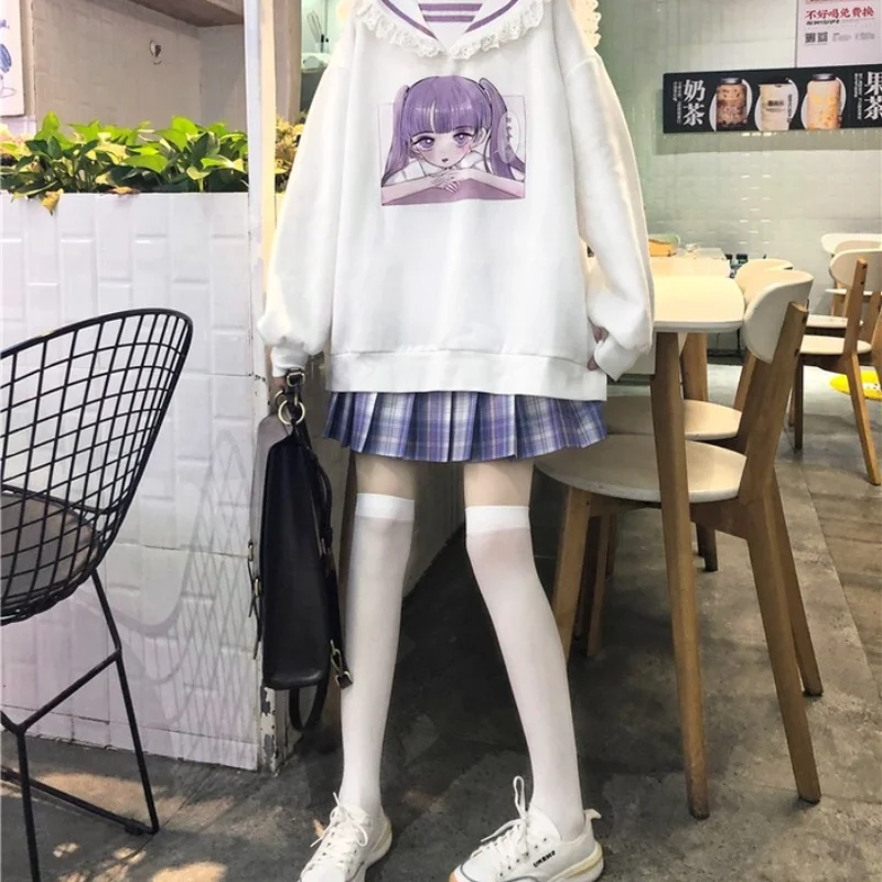 Harajpoo Women Sweatshirts Japanese Sweet Girl Print Loose Navy Collar Pullover Long Sleeve Sweater Clothes Autumn Y2k Tops
Harajpoo Women Sweatshirts Japanese Sweet Girl Print Loose Navy Collar Pullover Long Sleeve Sweater Clothes Autumn Y2k Tops