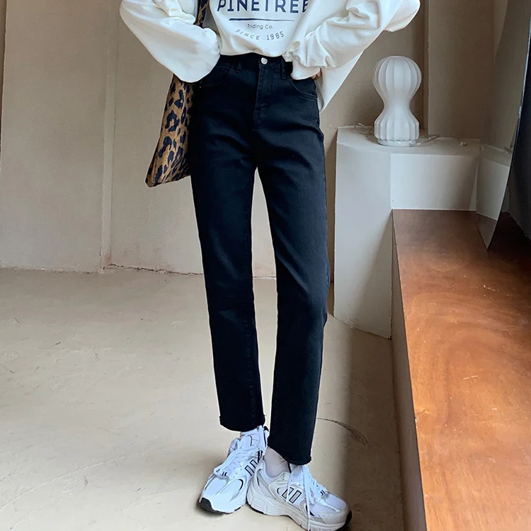 High Waist Jeans Wide Leg Pants with Rough Edges Black Jeans Women's Autumn 2021 New Pants High Waist Slim Pants Trend
High Waist Jeans Wide Leg Pants with Rough Edges Black Jeans Women's Autumn 2021 New Pants High Waist Slim Pants Trend