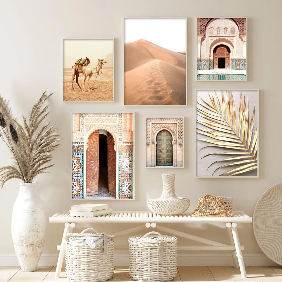 

Bohemia Morocco Door Wall Art Prints Canvas Painting Marrakech Desert Camel Poster Print Pictures for Living Room Home Decor
