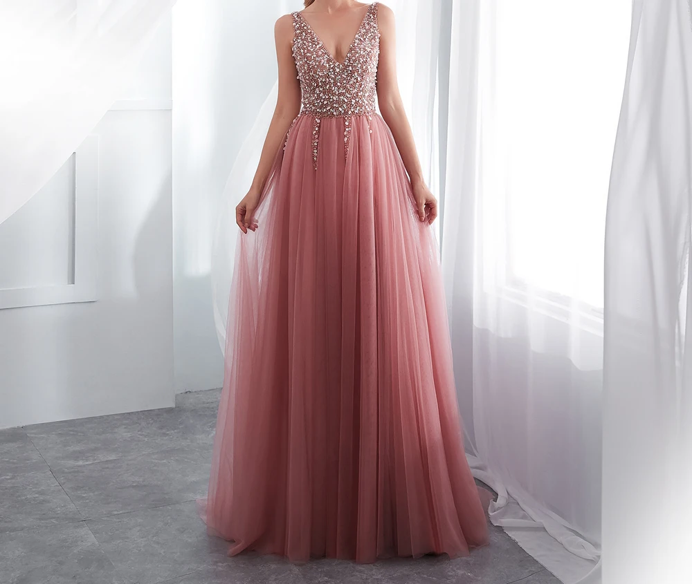 V Neck Floor Length Crystal Beading Tulle Custom Made Bridesmaid Dresses Lace up Prom Dresses
V Neck Floor Length Crystal Beading Tulle Custom Made Bridesmaid Dresses Lace up Prom Dresses