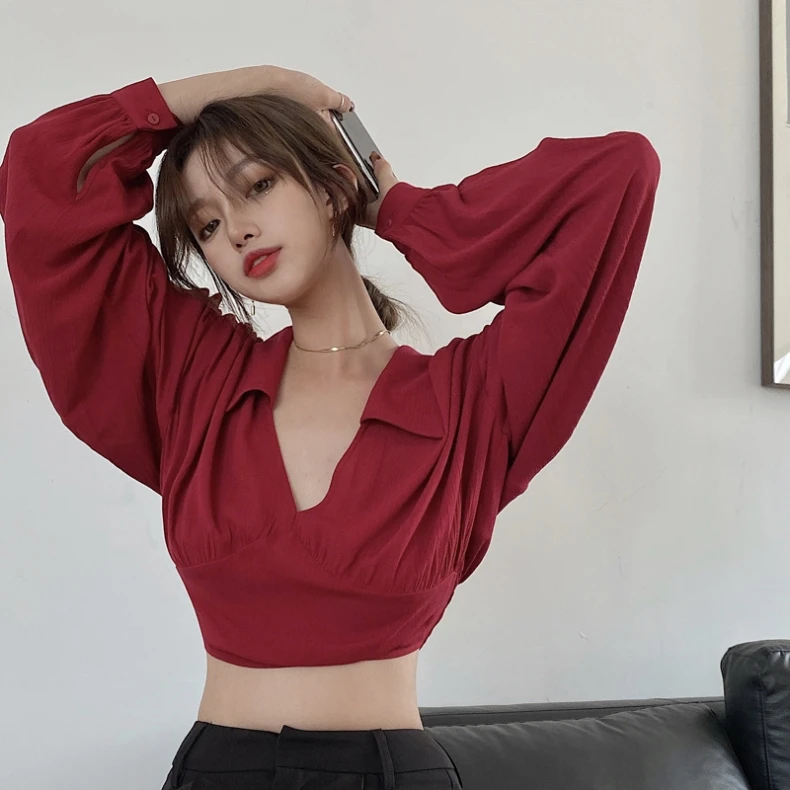 Women Chiffon Solid Crop Top Turn Down Collar Full Sleeved Casual Vintage T Shirt Tee Girls Summer
Women Chiffon Solid Crop Top Turn Down Collar Full Sleeved Casual Vintage T Shirt Tee Girls Summer