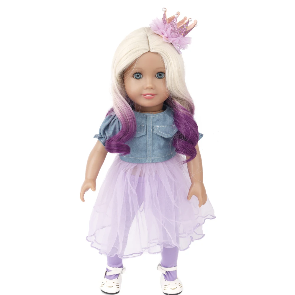High temperature Rainbow deep spiral curls wig for 18'' American dolls with head 26-28cm for girl birthday gift
High temperature Rainbow deep spiral curls wig for 18'' American dolls with head 26-28cm for girl birthday gift