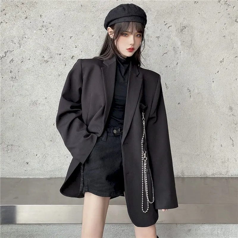 New Suit Jacket Women's Trendy Dark Black Ins Retro Loose And Thin Fried Street Suit Jacket Women 2021 Spring Summer top
New Suit Jacket Women's Trendy Dark Black Ins Retro Loose And Thin Fried Street Suit Jacket Women 2021 Spring Summer top