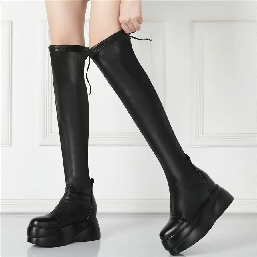 Winter Thigh High Pumps Women Lace Up Cow Leather Over The Knee High Military Boots Female Slim Leg Long Shaft Fashion Sneakers
Winter Thigh High Pumps Women Lace Up Cow Leather Over The Knee High Military Boots Female Slim Leg Long Shaft Fashion Sneakers